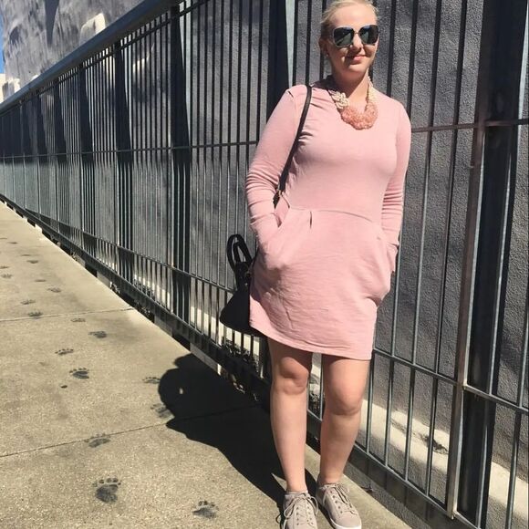 Chic Pink Long Sleeve Dress - Picture 1 of 4